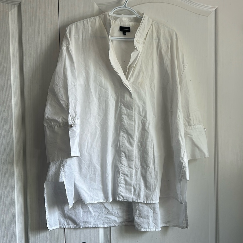 WHO WHAT WHERE collarless blouse